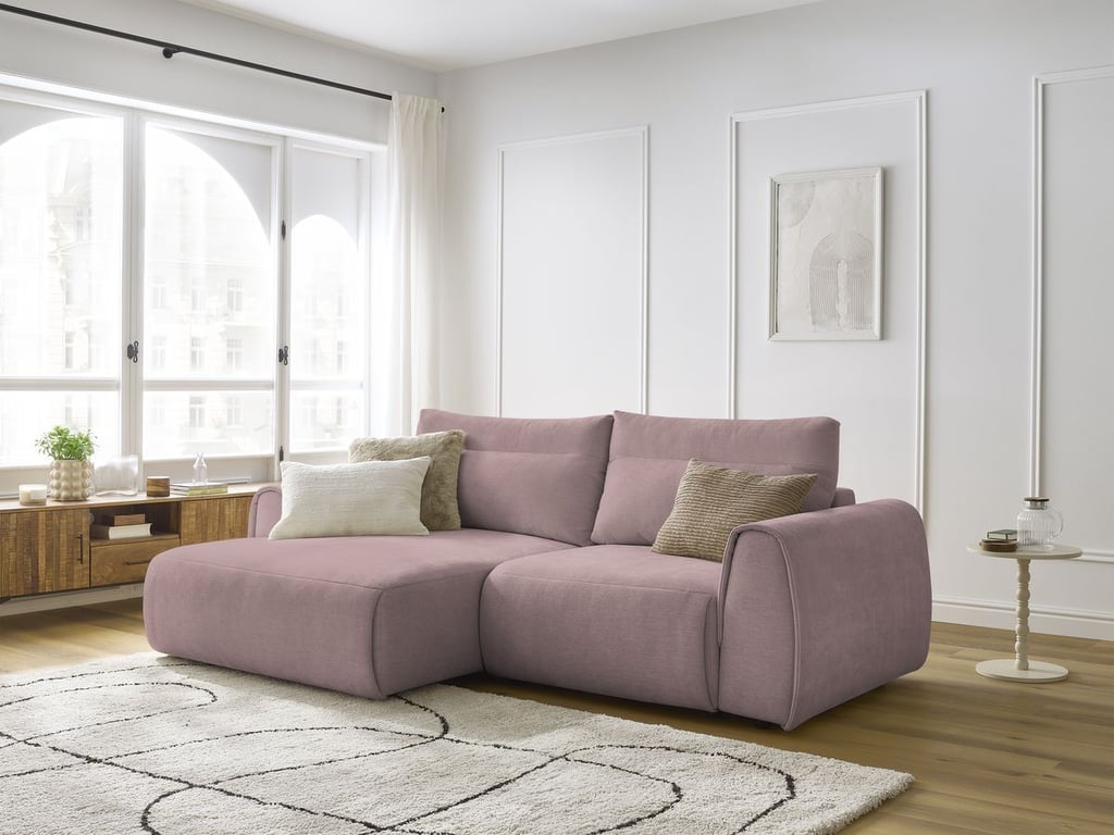 Produit similaire: Canapé d'angle fixe compact ADEN rose angle gauche BOBOCHIC 3 places