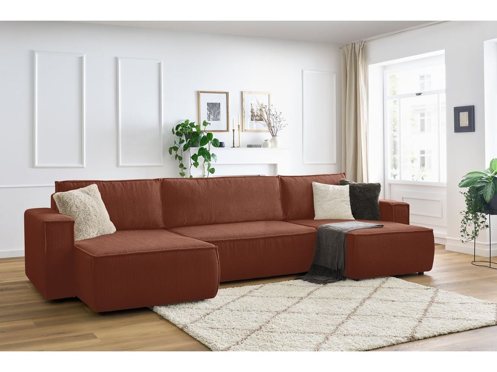 Produit similaire: Canapé panoramique convertible coffre NIHAD velours côtelé orange panoramique BOBOCHIC 6 places