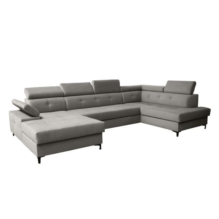 Produit similaire: Grand canapé d'angle XXL en U panoramique lit convertible avec coffre 6-7 places - CAPI - Gris clair (Manila 16, Droite)