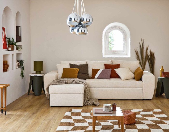 Produit similaire: Milan - canapé d'angle réversible 4 places - convertible avec coffre - en velours texturé - Beige