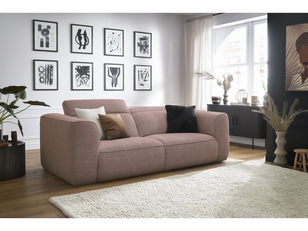 Produit similaire: Canapé droit fixe 3 places WILLIAM avec têtières rose BOBOCHIC