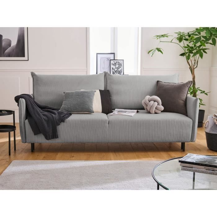 Produit similaire: Valentina - canapé 3 places convertible - avec coffre - en velours côtelé - style contemporain Couleur - Gris clair