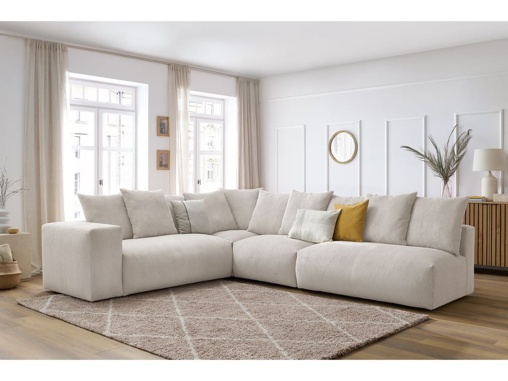 Produit similaire: Canapé d'angle fixe modulable VOLTAIRE avec 2 chauffeuses 2 places, 1 angle et 1 chauffeuse 1 place beige angle gauche BOBOCHIC 6 places