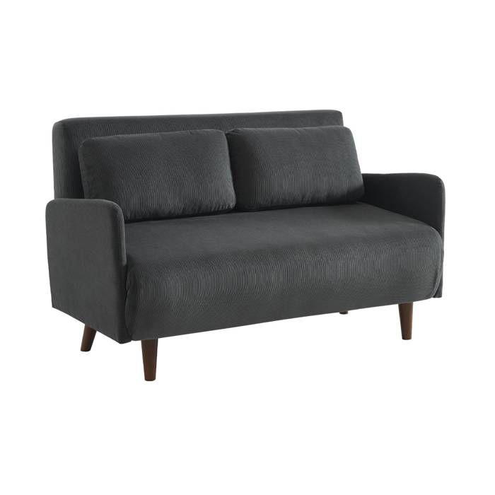 Produit similaire: Canapé convertible 2 places scandinave velours côtelé gris foncé - Panam - pieds bois. banquette. dossier inclinable