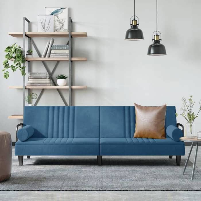 Produit similaire: Canapé-lit avec accoudoirs-Canapé convertible bleu velours