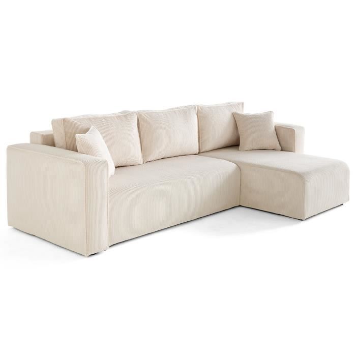 Produit similaire: Topaze - canapé d'angle déhoussable réversible 4 places en velours côtelé - Beige