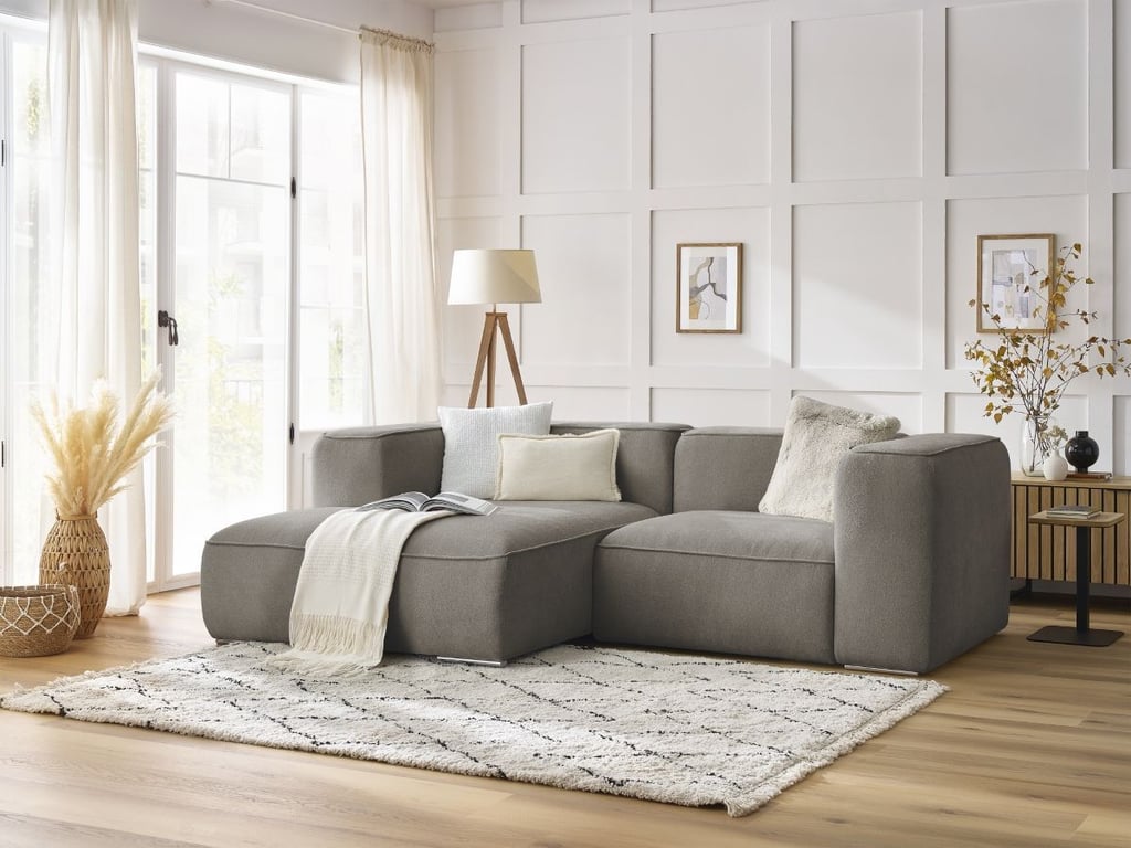 Produit similaire: Canapé d'angle fixe compact ZEPHYR taupe angle gauche BOBOCHIC 3 places