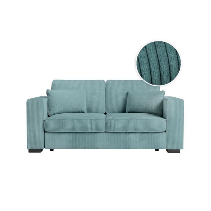 Produit similaire: Canapé droit fixe 2 places BELAMI en velours côtelé - Bleu clair - L181 x P93 x H86cm - LOUNGITUDE