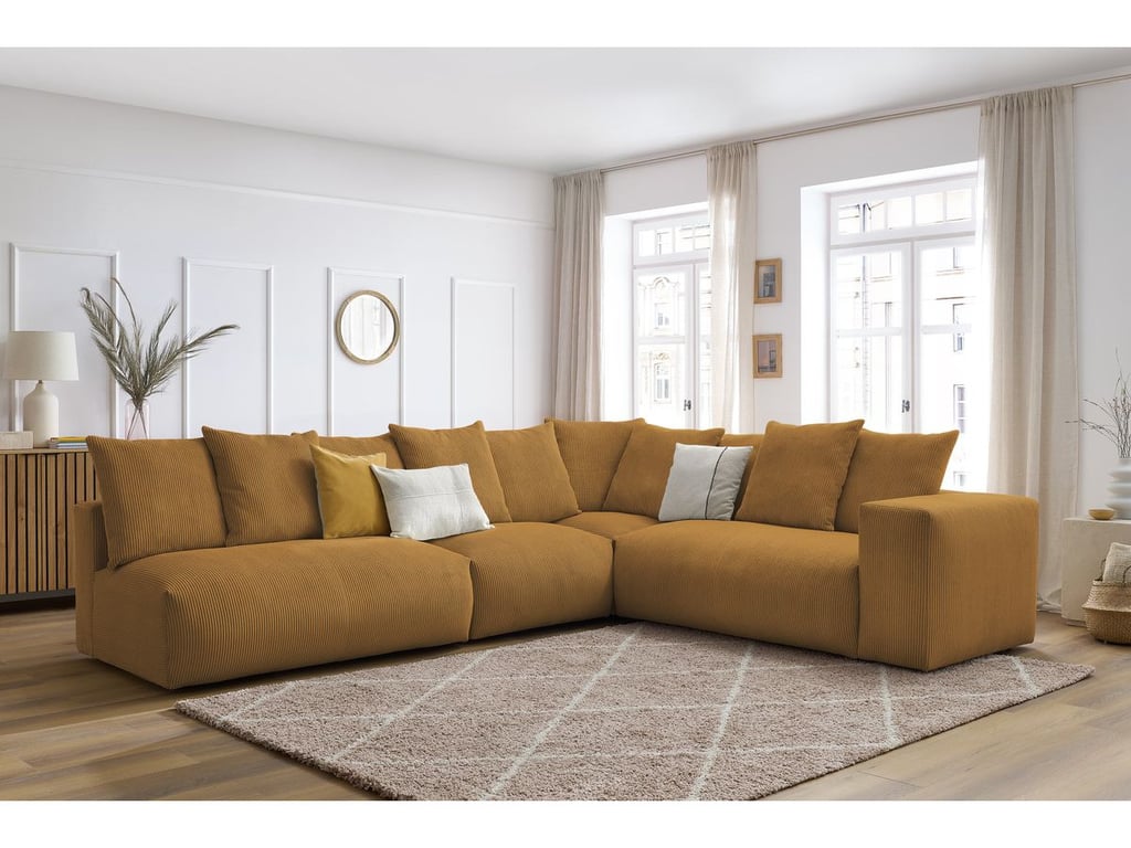 Produit similaire: Canapé d'angle fixe modulable VOLTAIRE avec 2 chauffeuses 2 places, 1 angle et 1 chauffeuse 1 place jaune angle droit BOBOCHIC 6 places