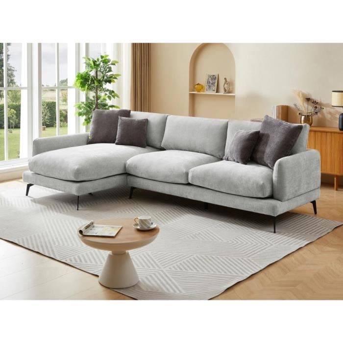 Produit similaire: Canapé d'angle gauche en tissu texturé gris clair - VENTE-UNIQUE - ROCALTA - 5 places - Déhoussable
