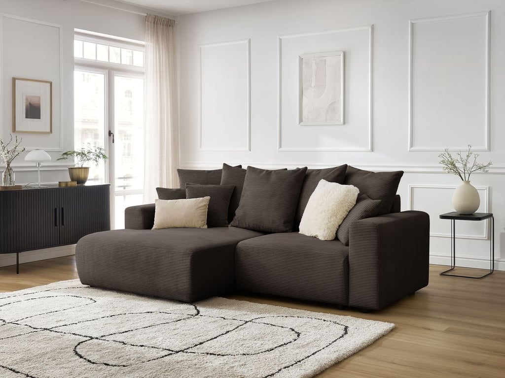 Produit similaire: Canapé d'angle convertible coffre ATILLA velours côtelé taupe angle gauche BOBOCHIC 3 places