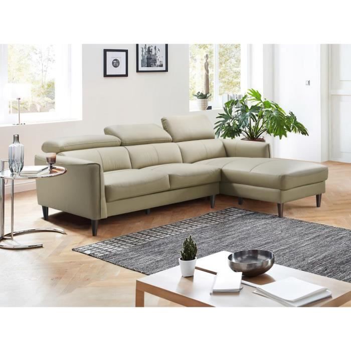 Produit similaire: Canapé d'angle droit en cuir de buffle beige SALVI
