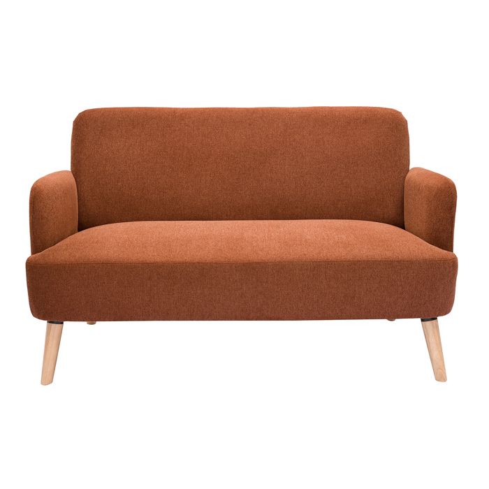 Produit similaire: Canapé scandinave 2 places en tissu effet velours texturé terre brûlée et bois clair ISKO