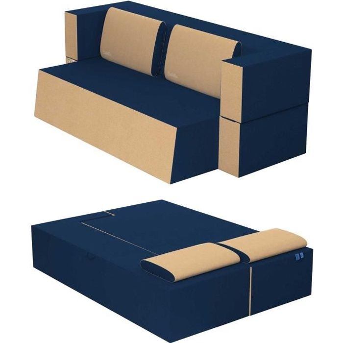 Produit similaire: Canapé Lit Praticho Convertible Modulable Réversible 2 places -Tissu dehoussable et lavable Couleur Bleu
