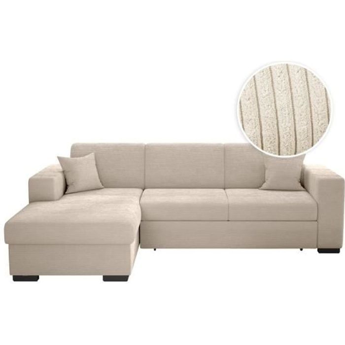 Produit similaire: Canapé d'angle gauche 4 places FUJI XL convertible avec coffre en velours côtelé - Beige - L262 x P157 x H83cm - LOUNGITUDE