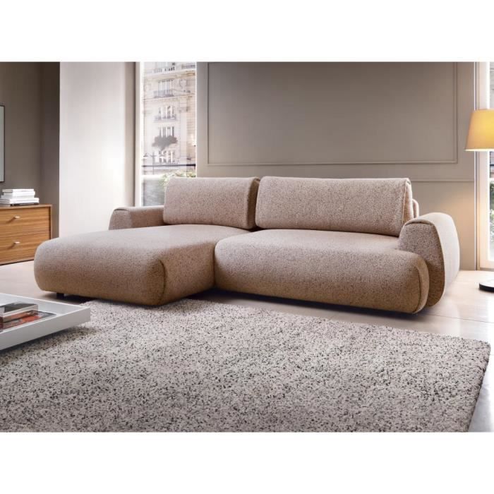 Produit similaire: Canapé d'angle gauche convertible en tissu texturé violet MONELIA