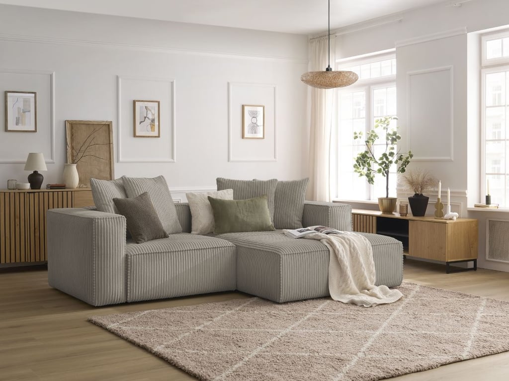 Produit similaire: Canapé d'angle fixe NINA velours côtelé taupe angle droit BOBOCHIC 3 places