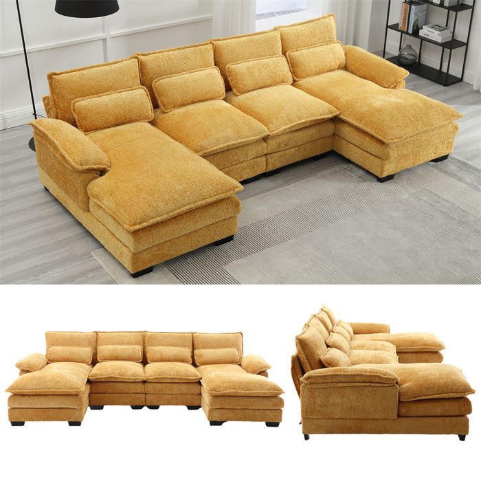 Produit similaire: Canapé 4/5 Places en tissu Chenille,Canapé moderne en forme de U avec 4 coussins lombaires,design ergonomique,Jaune