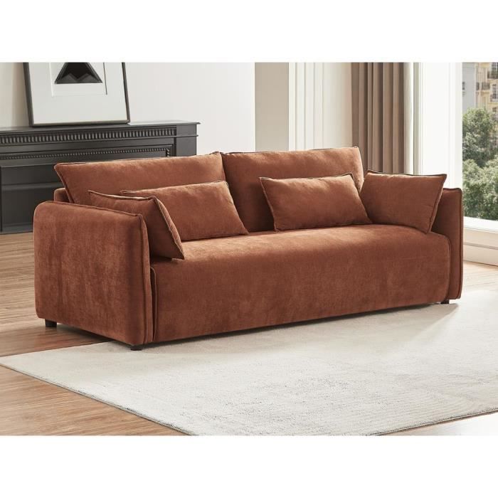 Produit similaire: Canapé 3 places en tissu terracotta BALAVO