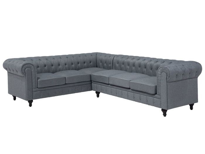 Produit similaire: Canapé angle à droite 6 places en tissu gris clair CHESTERFIELD