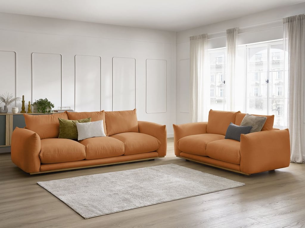 Produit similaire: Ensemble canapé droit fixe 3 + 2 places ERNEST orange BOBOCHIC