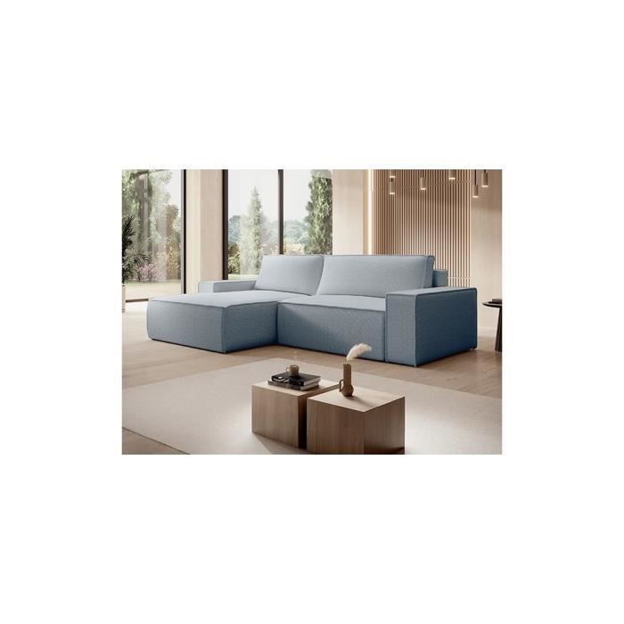 Produit similaire: Canapé d'angle gauche convertible en tissu texturé gris AMELIA