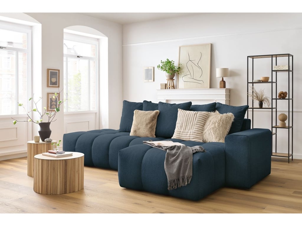 Produit similaire: Canapé d'angle fixe MONT-BLANC tissu bleu foncé angle droit BOBOCHIC 3 places