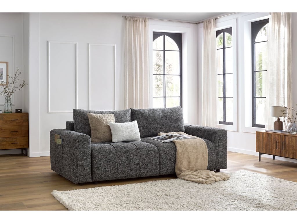 Produit similaire: Canapé droit convertible coffre ARSENE gris foncé BOBOCHIC 3 places