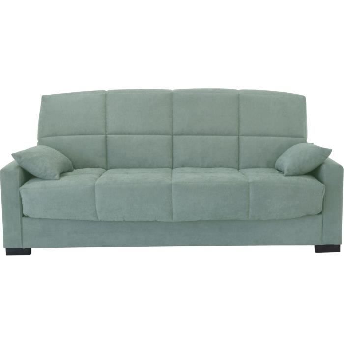 Produit similaire: Clic clac 3 places MEGAN 14 - Tissu Soro vert amande - Avec accoudoirs - Couchage 130x190 cm - L223 x P96 x H103 cm