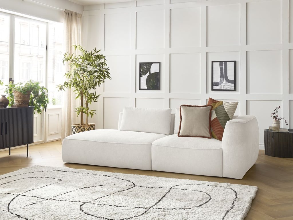 Produit similaire: Canapé droit fixe 3 places LEOPOLD tissu texturé blanc accoudoir droit BOBOCHIC