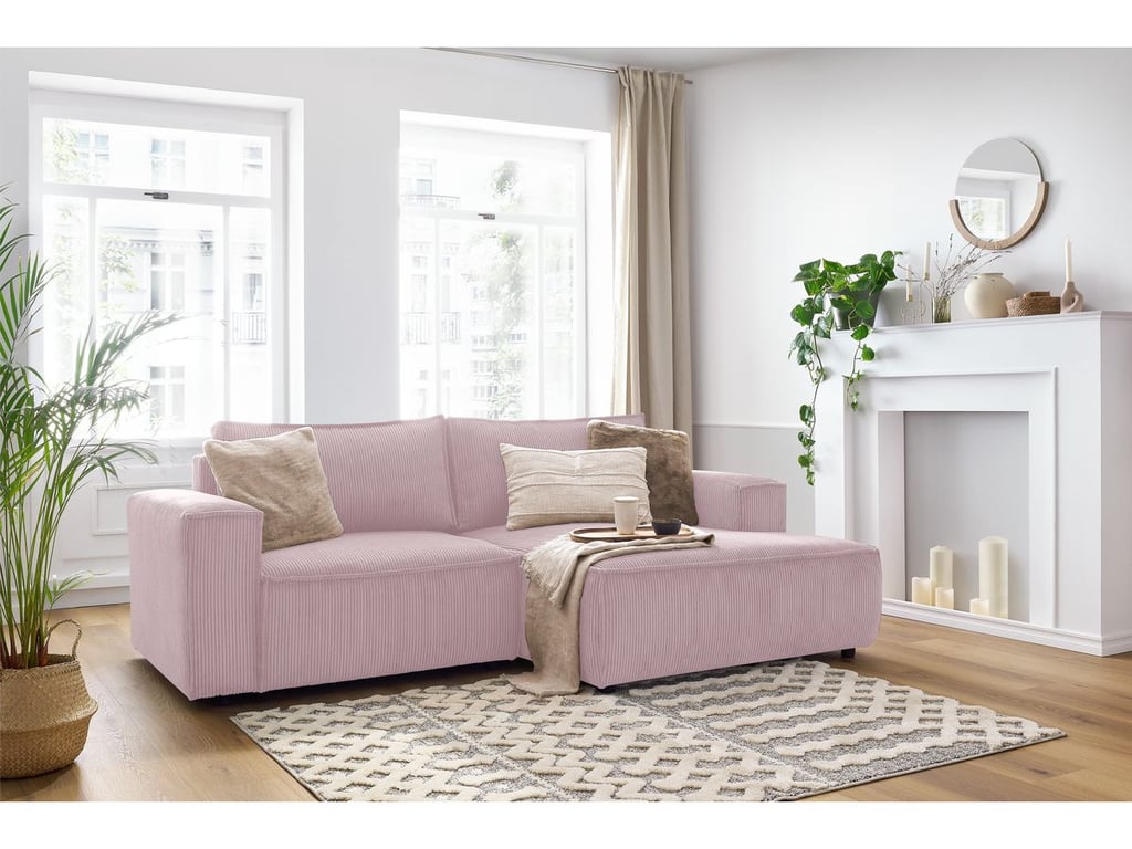 Produit similaire: Canapé d'angle fixe compact NIHAD velours côtelé violet angle droit BOBOCHIC 3 places