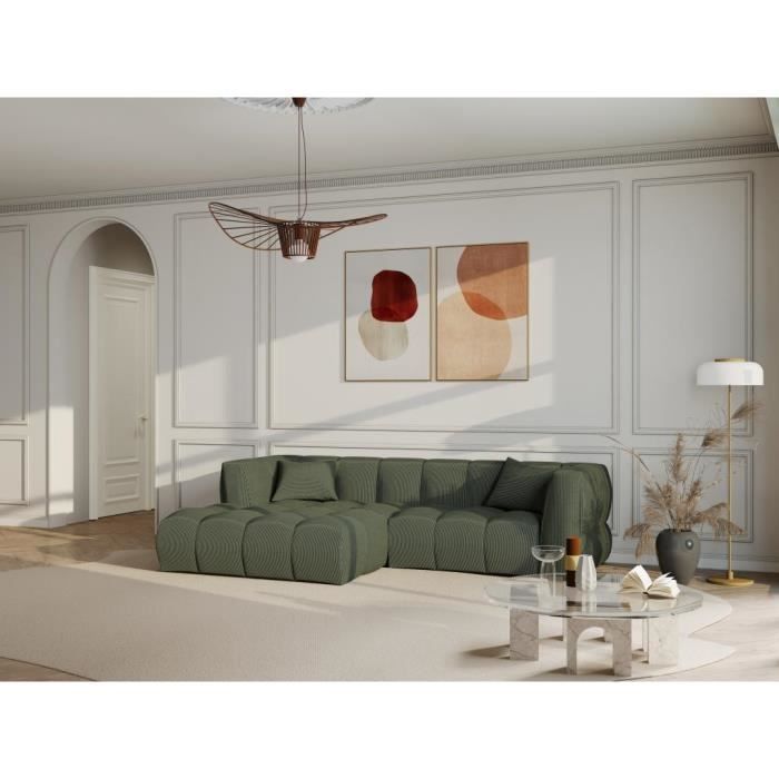 Produit similaire: Canapé d'angle gauche en velours côtelé vert NAEMIA - VENTE-UNIQUE - Occasionnel - Fixe - 5 places