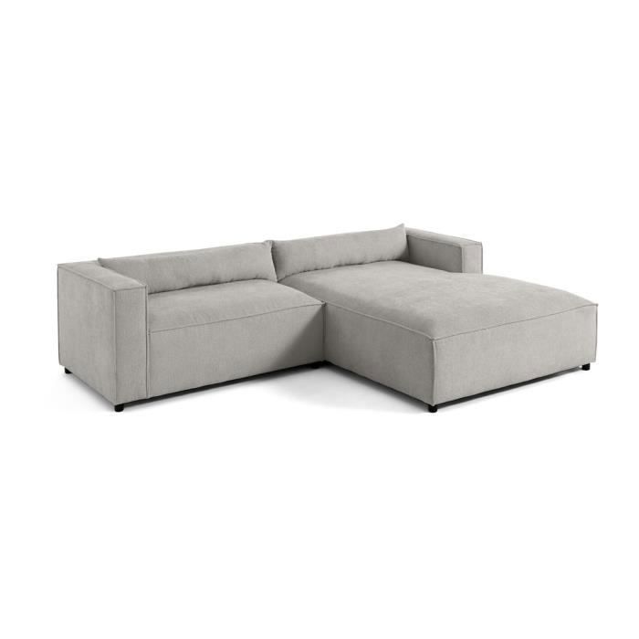 Produit similaire: Ela - canapé d'angle droit 4 places - en tissu velours relief - Gris clair