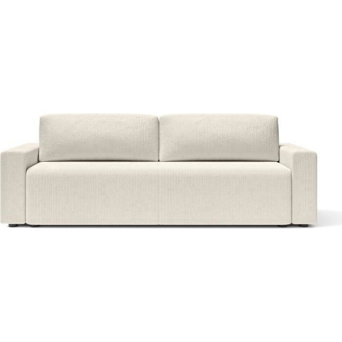 Produit similaire: Canapé droit convertible MAX en velours côtelé beige 3 places - Coffre de rangement - BAÏTA