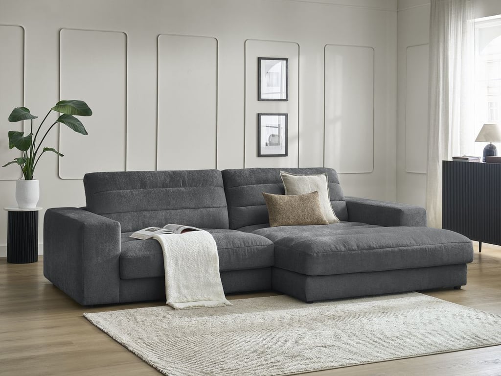 Produit similaire: Canapé d'angle fixe SIERRA tissu texturé gris foncé angle droit BOBOCHIC 3 places