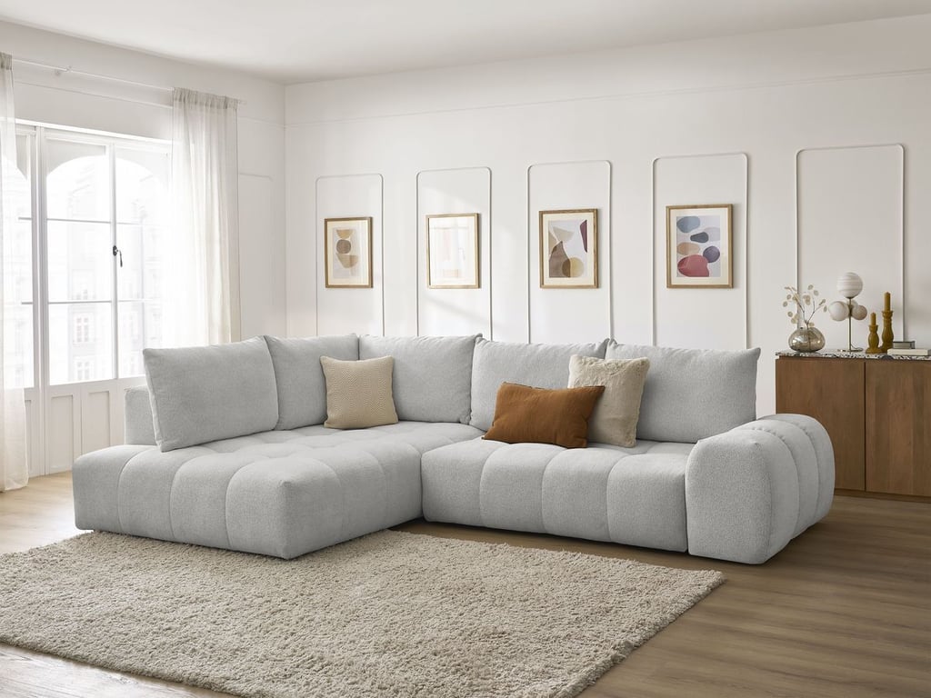 Produit similaire: Canapé d'angle L convertible coffre EVEREST tissu chiné gris clair angle gauche BOBOCHIC 3 places