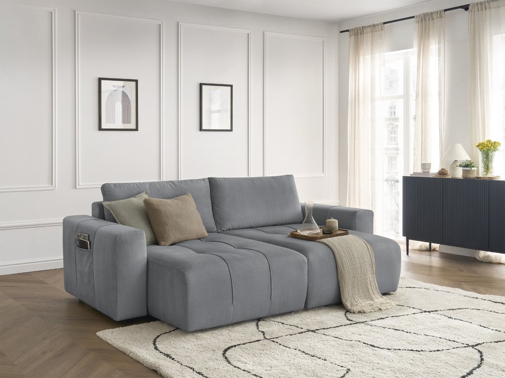 Produit similaire: Canapé droit fixe 4 places ARSENE assise profonde velours gris foncé BOBOCHIC