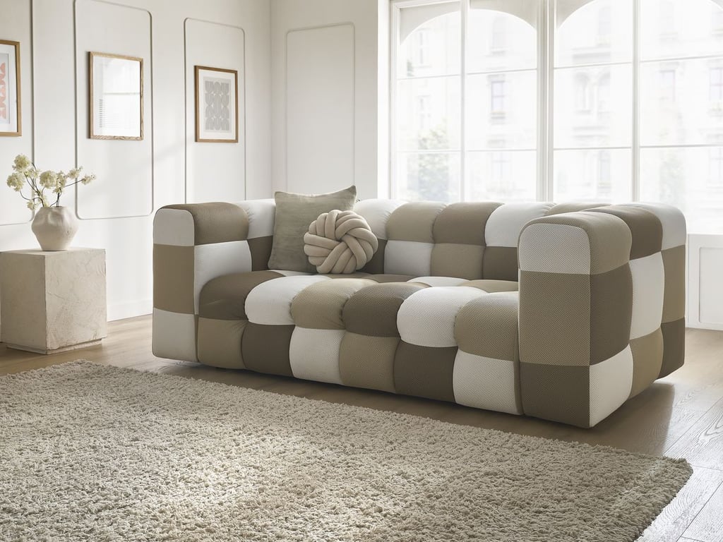 Canapé droit fixe 3 places CLOUD Édition limitée tissu mesh multicolore   BOBOCHIC