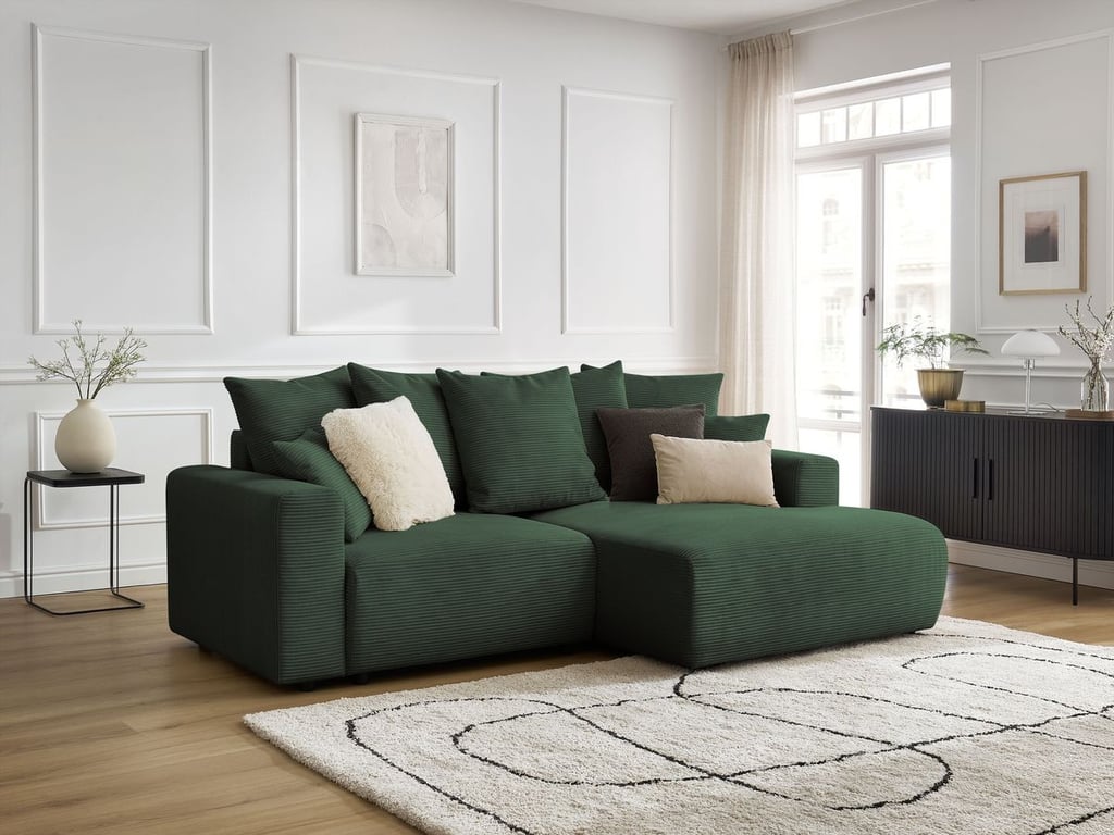 Produit similaire: Canapé d'angle convertible coffre ATILLA velours côtelé vert foncé angle droit BOBOCHIC 3 places