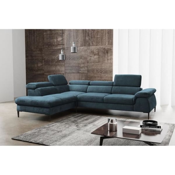 Canapé Sepina - angle convertible bleu canard