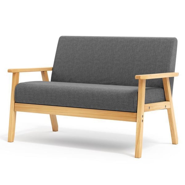 Canapé 2 Places en Tissu Lin Compact,Fauteuil Longue Moderne Confortable pour Salon Chambre Bureau 107x60x76cm ,Gris