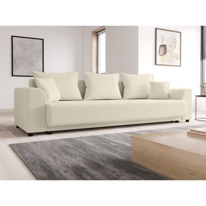 Produit similaire: Canapé 3 places convertible en velours côtelé beige NESSARO