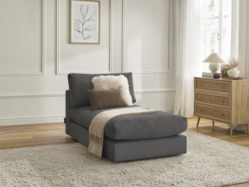 Produit similaire: Méridienne pour canapé modulable PARIS velours côtelé gris foncé BOBOCHIC 1 places
