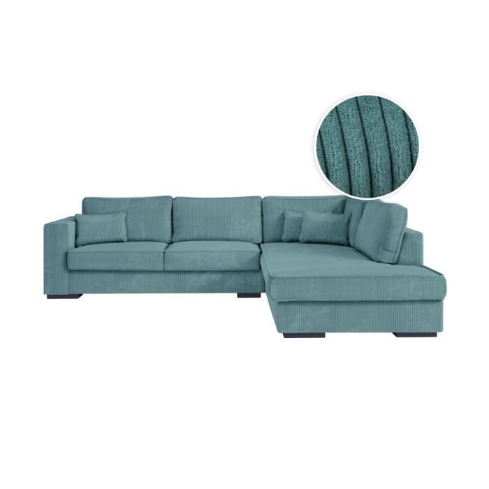 Produit similaire: Canapé d'angle droit BELAMI XXL 6 places en velours côtelé - Bleu clair - L303 x P228 x H86cm - LOUNGITUDE