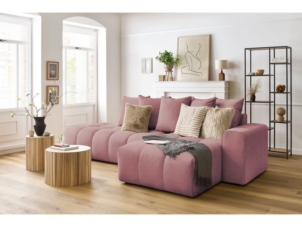 Produit similaire: Canapé d'angle fixe MONT-BLANC velours rose angle droit BOBOCHIC 3 places