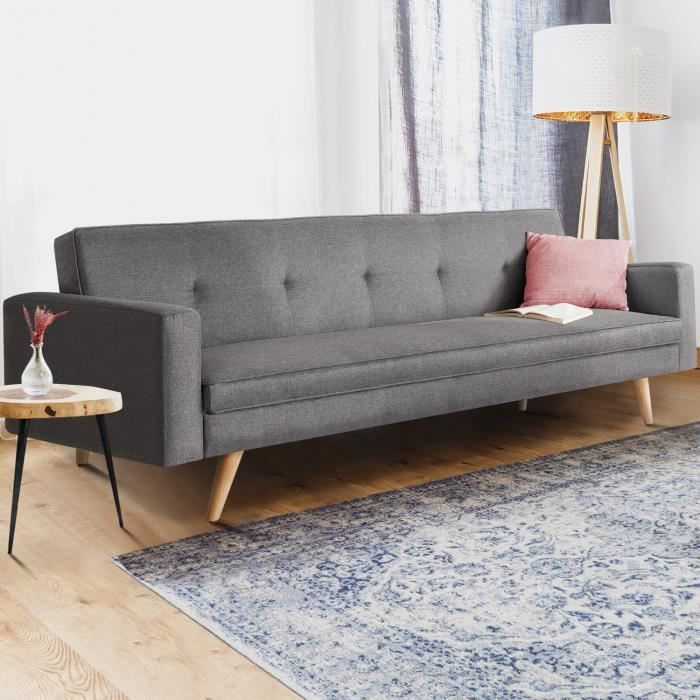 Produit similaire: Canapé droit scandinave 3 places convertible LARS gris