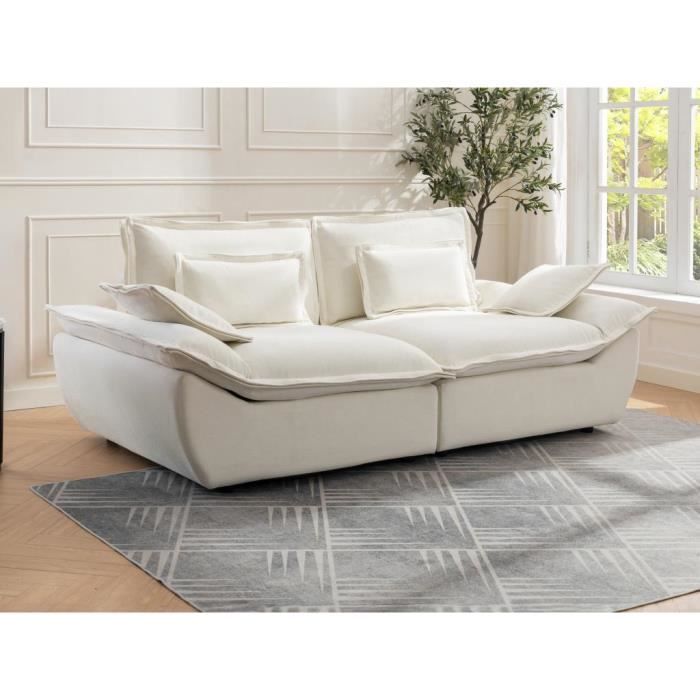Produit similaire: Canapé 3 places en tissu chiné ivoire - VENTE-UNIQUE - NARANGO - Déhoussable - Confort ferme - Style classique
