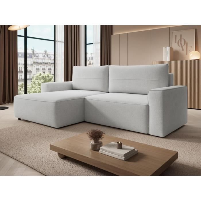 Produit similaire: Canapé d'angle gauche convertible en tissu gris VESATO - VENTE-UNIQUE - 4 places - Coffre de rangement