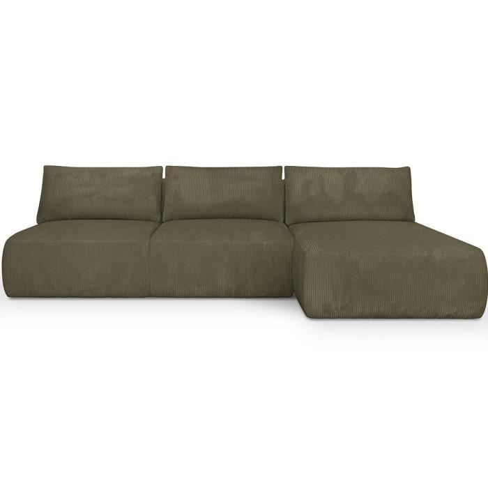 Produit similaire: Canapé d'angle convertible 4 places - HOMIFAB - Jasper - Vert kaki - Velours côtelé - Coffre de rangement