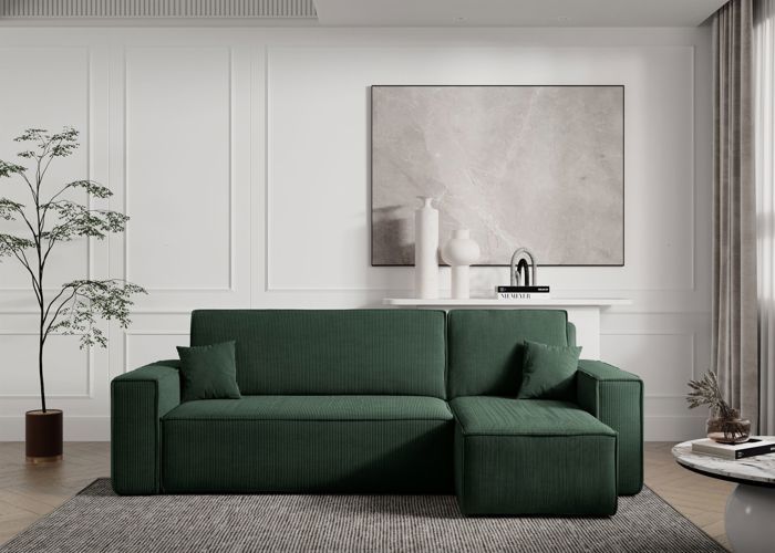 Produit similaire: Canapé d'angle convertible - SCARLO - en velours côtelé vert foncé
